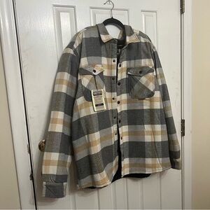 Smith's Sherpa-Lined Flannel Jacket in Gray and Tan